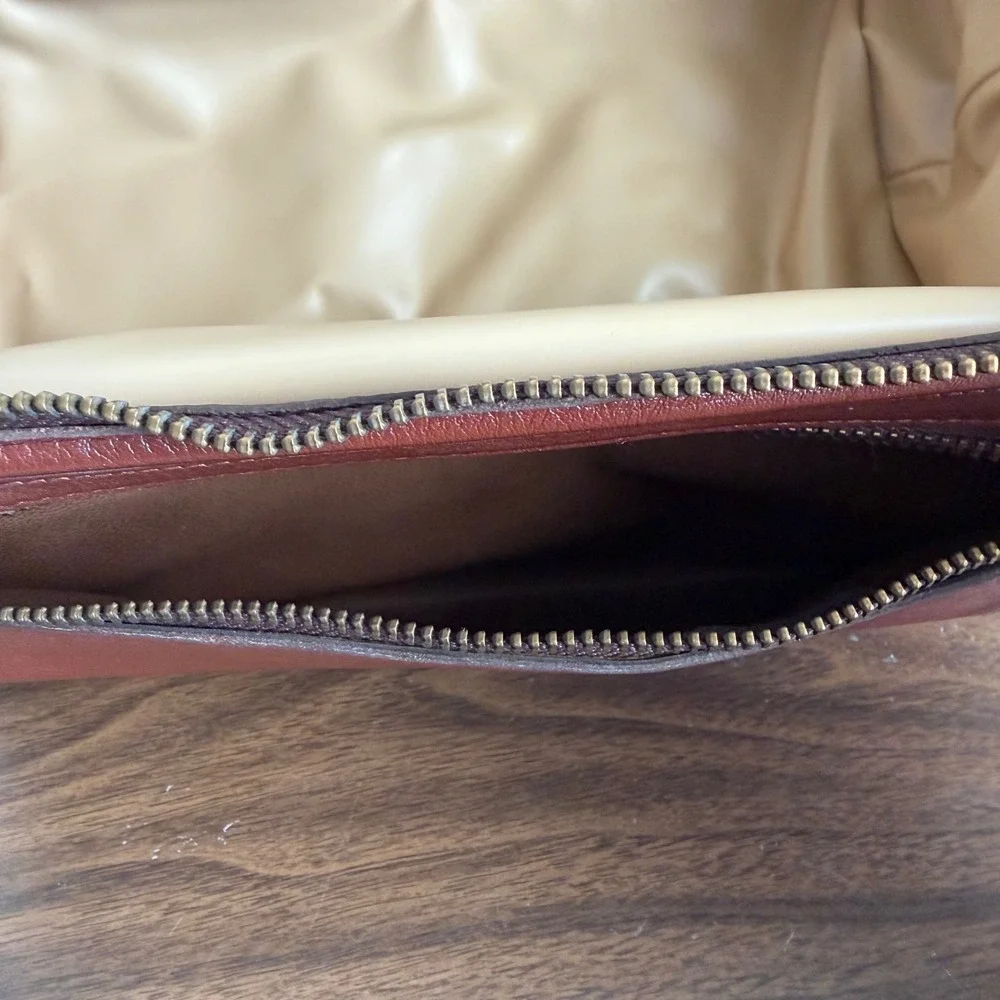 Vintage Brown Leather Zippered Travel Toiletry Dopp Bag Tan Lined Sheldon USA